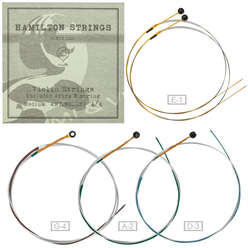Mivi MI&VI Hamilton Violin Strings â€” 1/4 Scale Full Set (G-D-A-E) with Extra E-String | Germany Steel | Ball-End | Medium Gauge Tension - By MIVI Music - Image 3